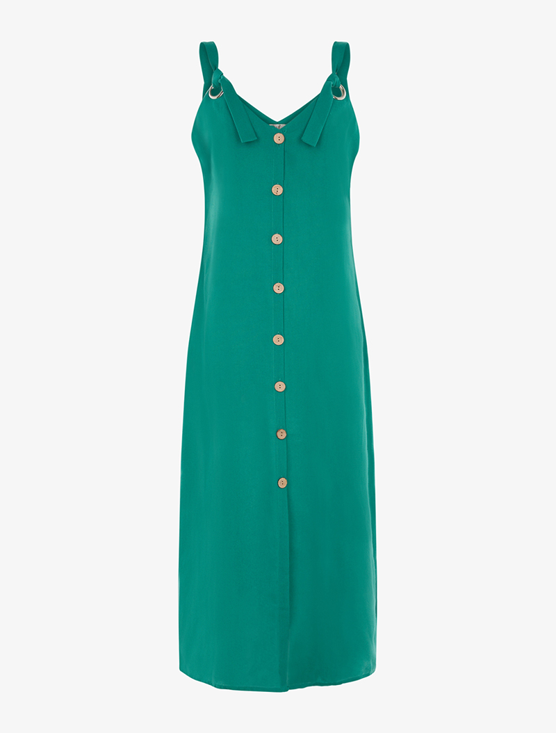robe chasuble �� oeillets - vert - femme -