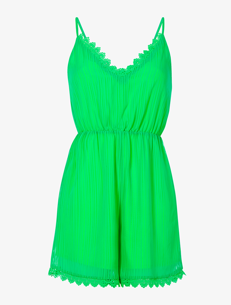 combishort ray�� �� bords crochet - vert fluo - femme -