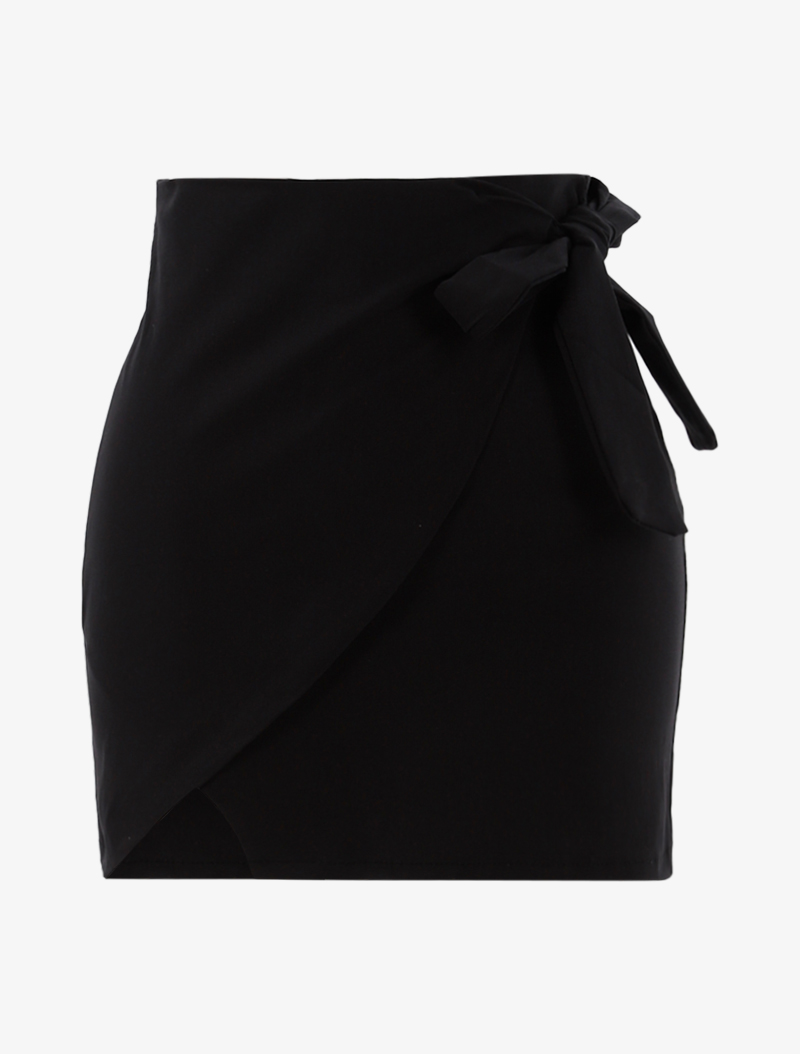 jupe portefeuille coupe droite - noir - femme -