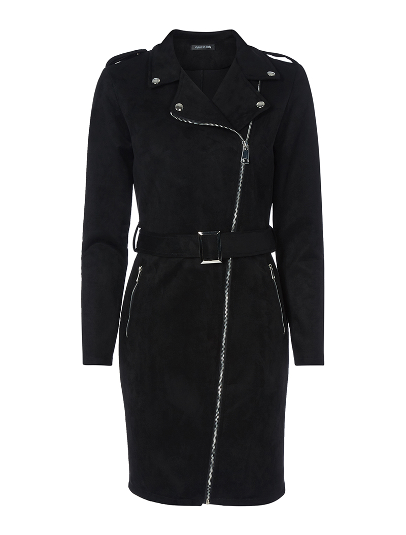 robe style veste 3/4 �� zip - noir - femme -