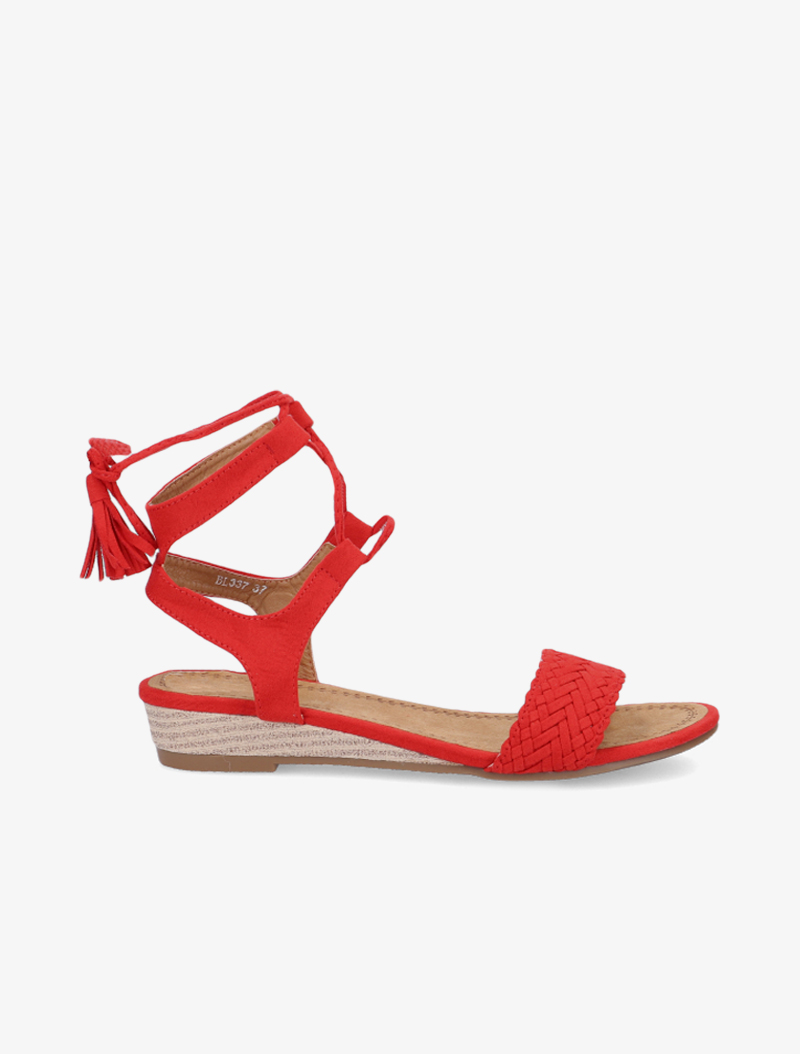 sandales �� chevilles style spartiate - rouge - femme -