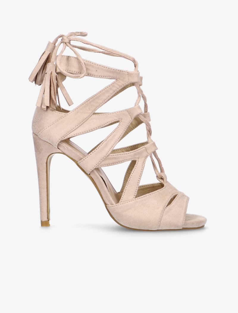 sandales style spartiates �� talons stiletto - rose - femme -