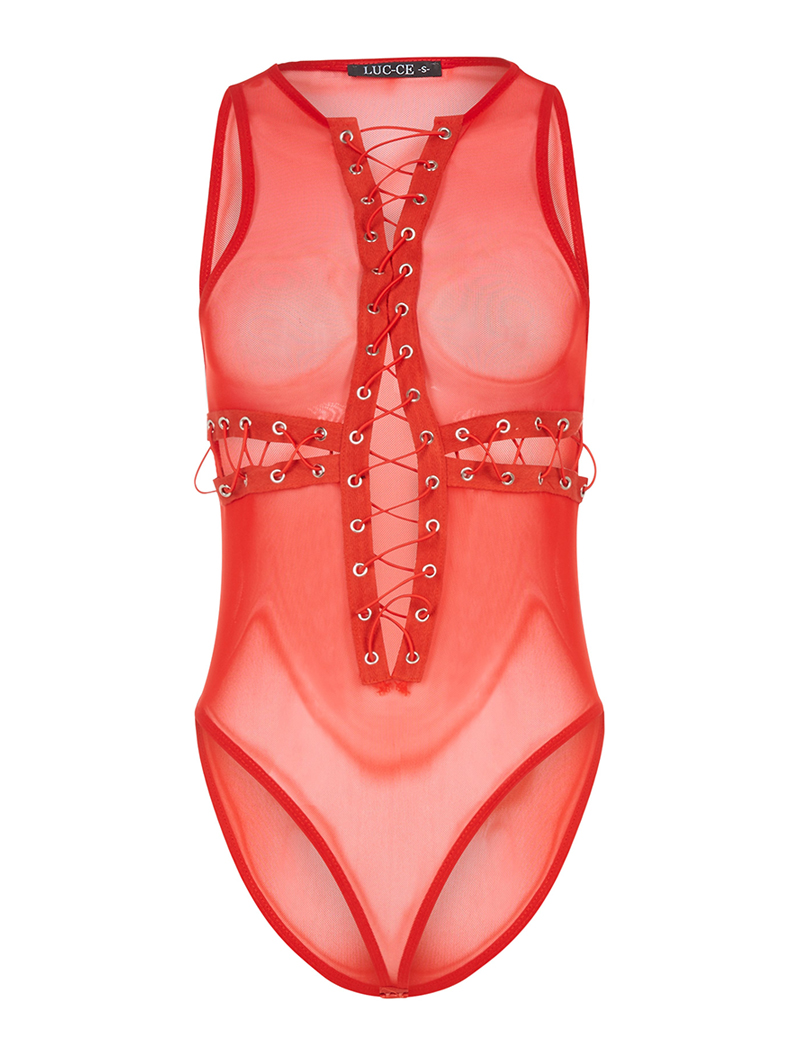 body transparent corsage - rouge - femme -