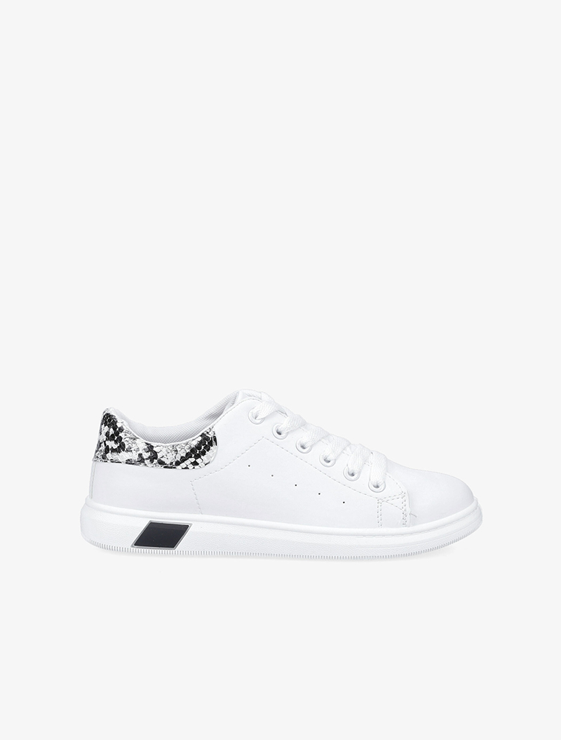 sneakers �� contrefort imprim�� python - blanc/noir - femme -