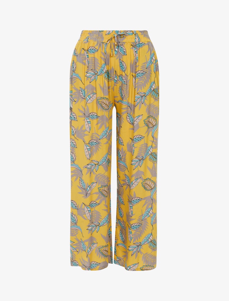 pantalon �� imprim�� feuilles color��es - jaune - femme -