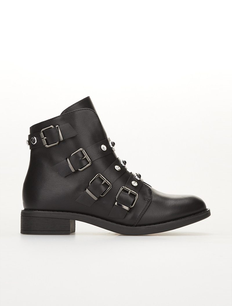boots lani��res �� strass - noir - femme -