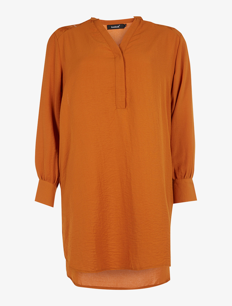 robe chemise dos �� dentelle - orange - femme -