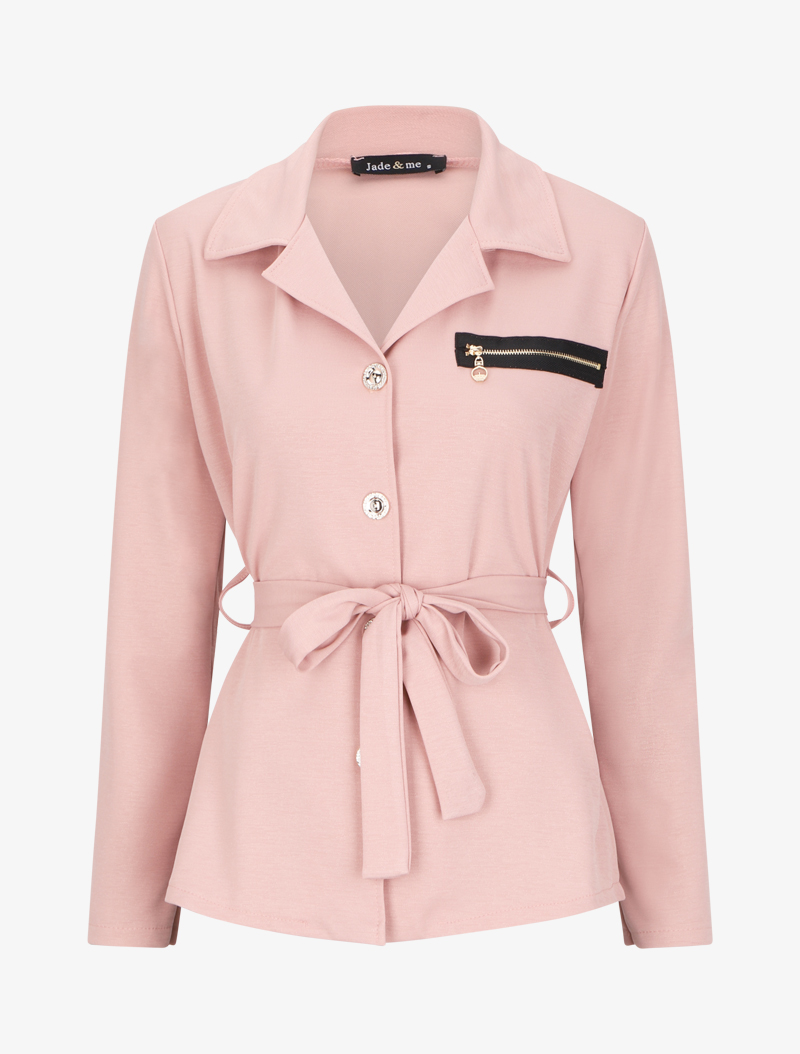 chemise ajust��e �� boutons stylis��s - rose - femme -