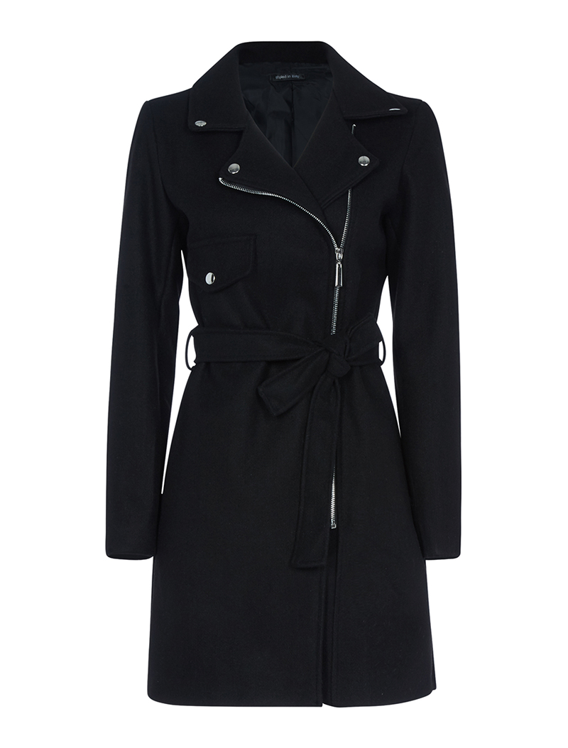 manteau style perfecto long - noir - femme -
