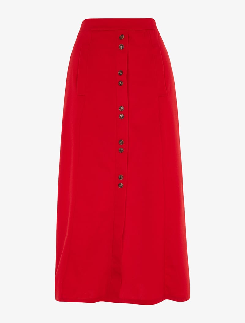 jupe longue �� double boutons - rouge - femme -