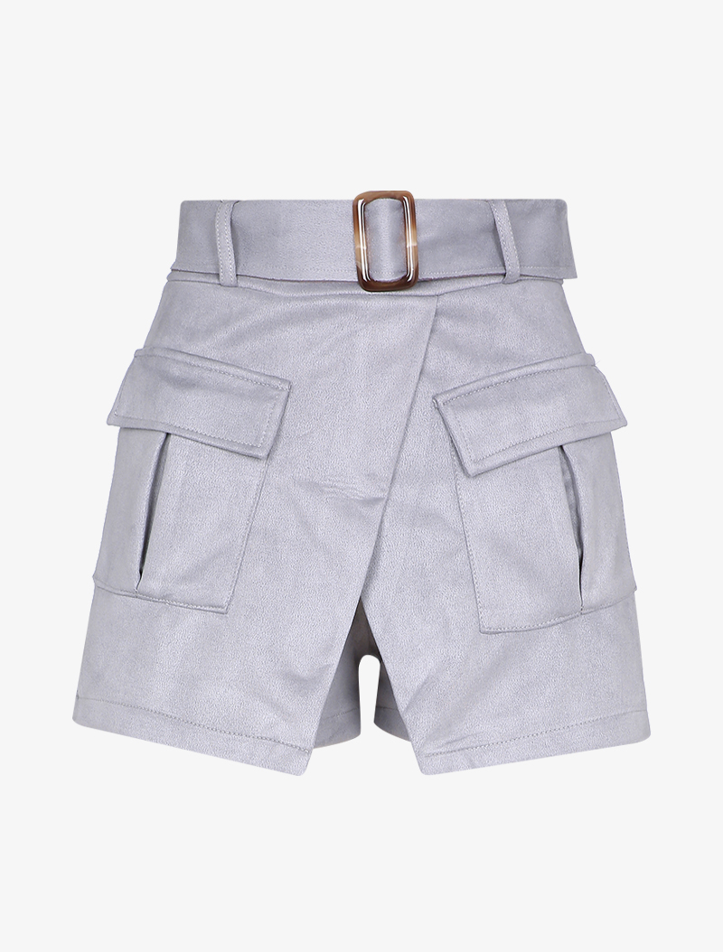short style jupe portefeuille en su��dine - gris clair - femme -