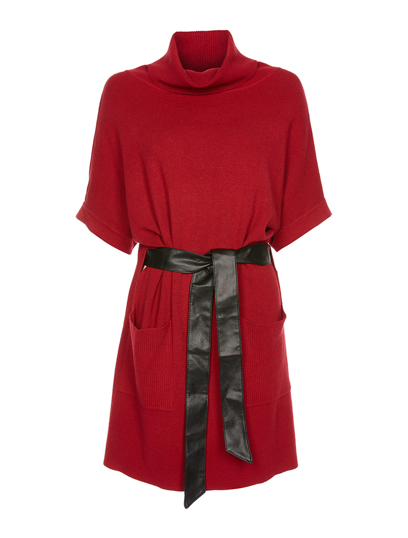 robe-pull ample �� col roul�� - bordeaux - femme -