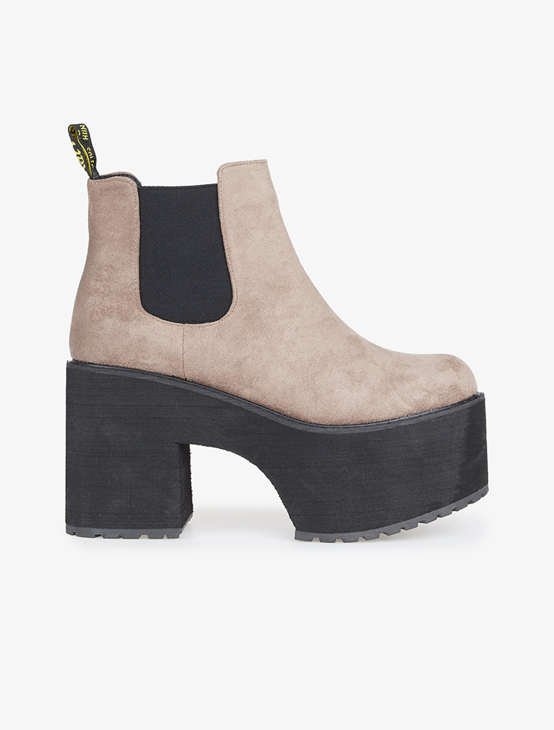 chelsea boots �� plateforme - taupe - femme -