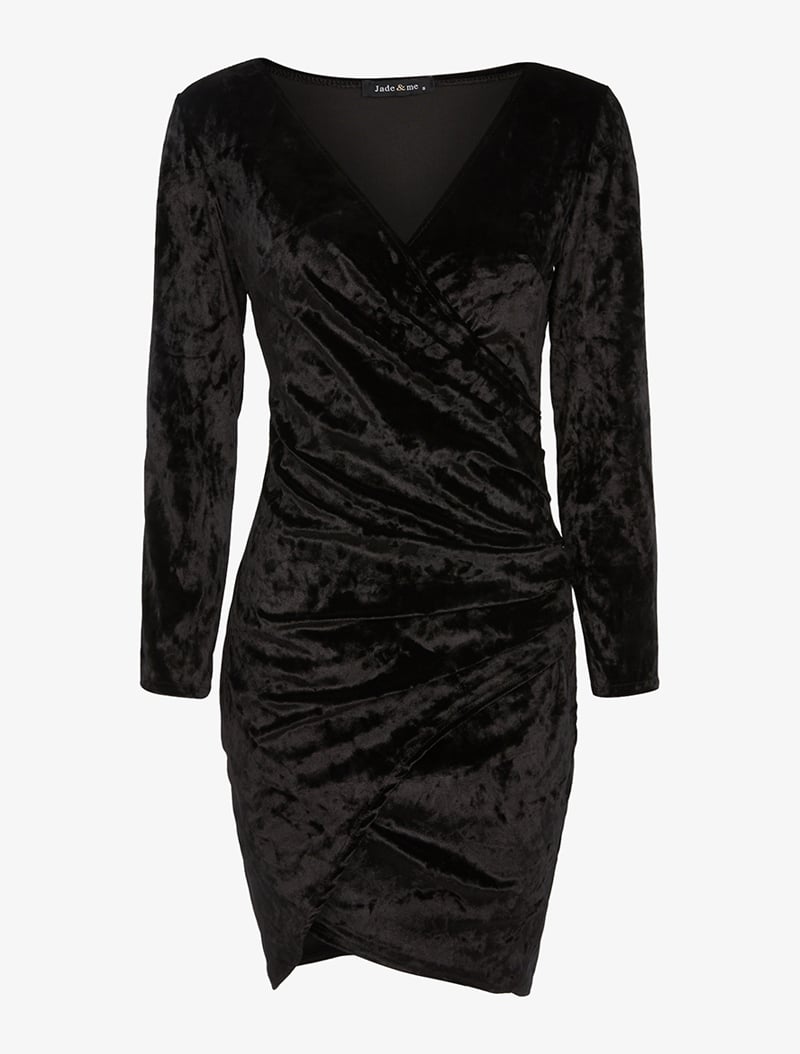 robe portefeuille effet velours - noir - femme -