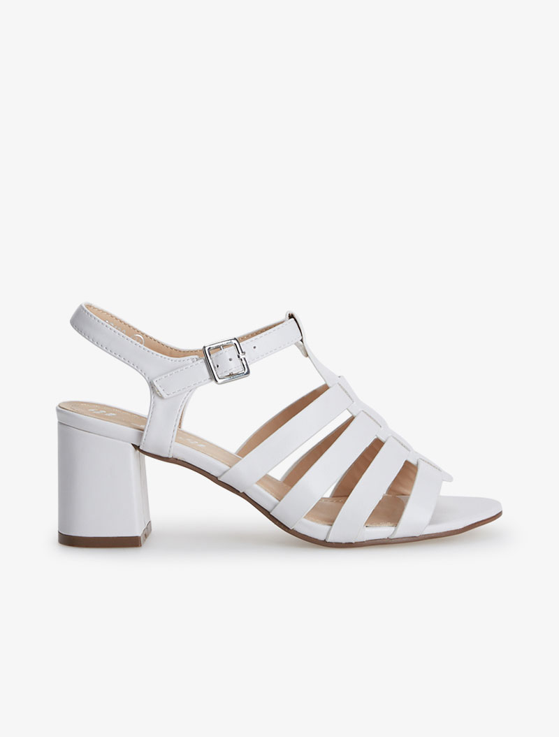 sandales en simili style spartiates - blanc - femme -