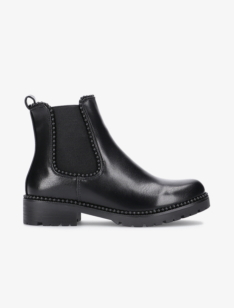 chelsea boots unies �� billes noires - noir - femme -