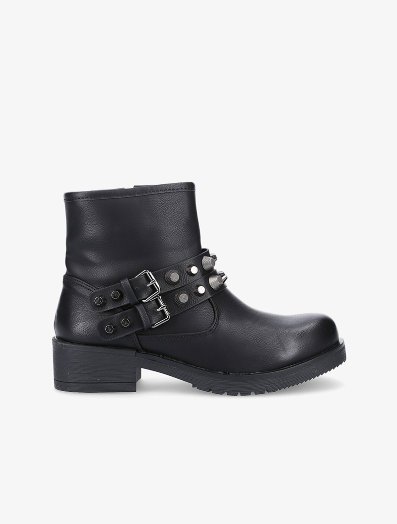 boots �� clous plat - noir - femme -