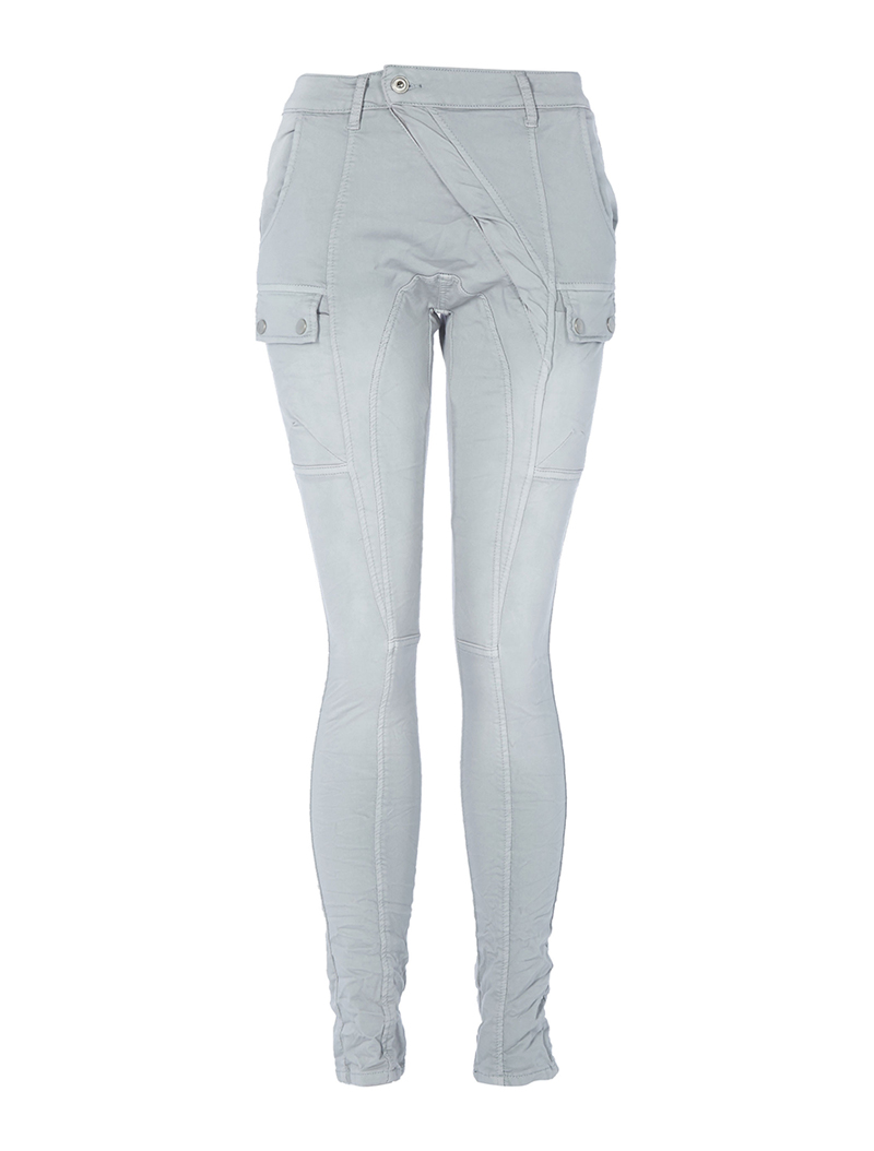 jean style sarouel �� poches avant boutonn��es - gris clair - femme -