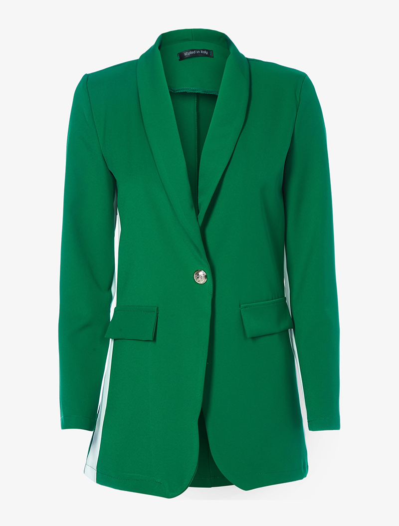 veste longue �� liser��s contrastants - vert - femme -