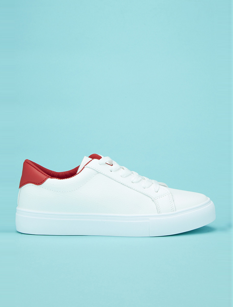 sneakers en simili craquel�� - blanc/rouge - femme -