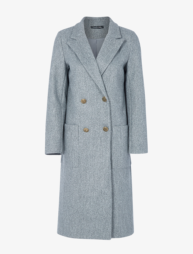 manteau long coupe droite feutr�� - gris chin�� - femme -